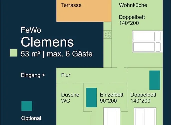 Clemens - Wohnkueche + 2 Schlafraeume + Bad + Terrasse Apartment Hamm (North Rhine-Westphalia)